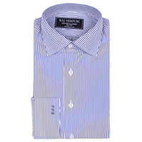 Bespoke - White & Dark Blue Medium Striped Shirt