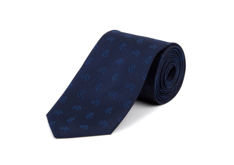 Navy Blue Pattern 100% Silk Tie