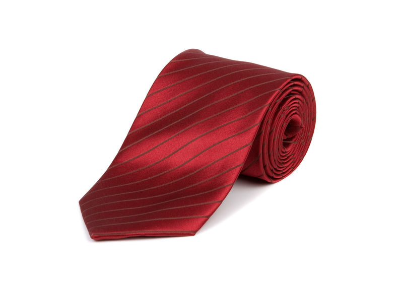 Red & Brown Striped 100% Silk Tie