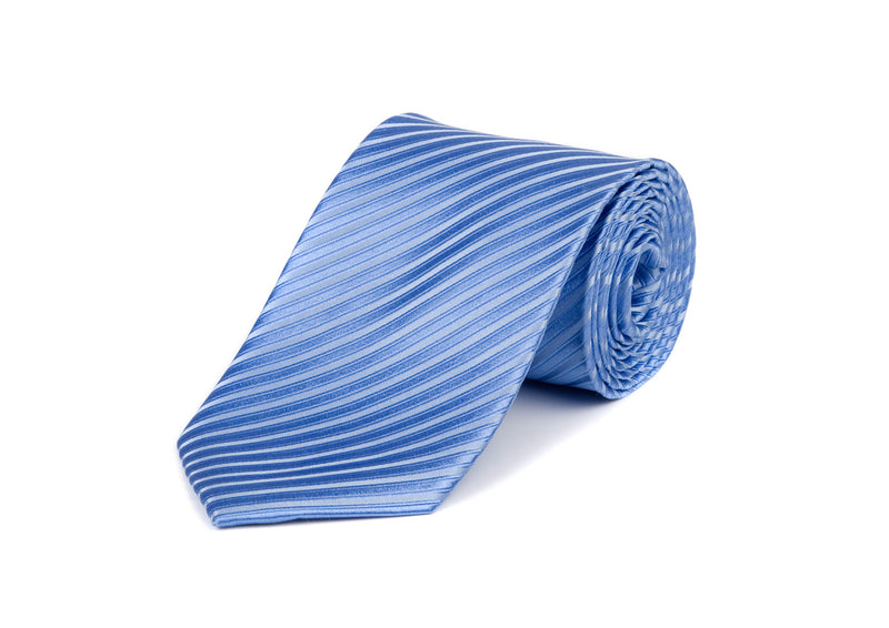 Blue Self Striped 100% Silk Tie