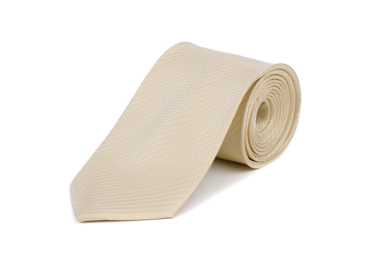 Yellow Herringbone 100% Silk Tie