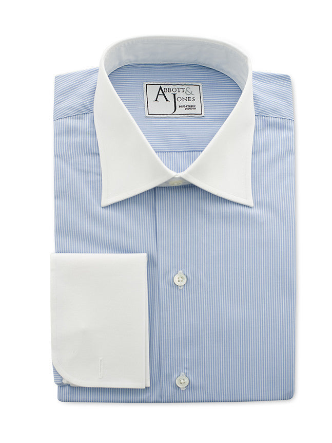 Bespoke -Light Blue Stripe Shirt with White Collars & Cuffs Mirpuri Bespoke Tailors Bespoke -Light Blue Stripe Shirt with White Collars & Cuffs Mirpuri Bespoke Tailors