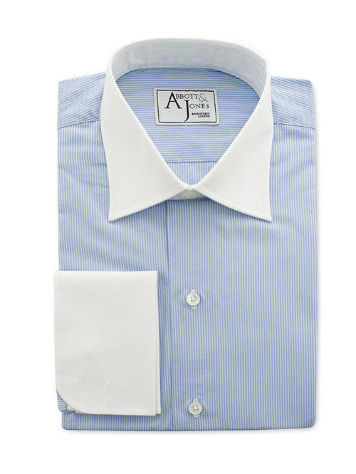 Bespoke -Light Blue Stripe Shirt with White Collars & Cuffs – Mirpuri  Bespoke Tailors