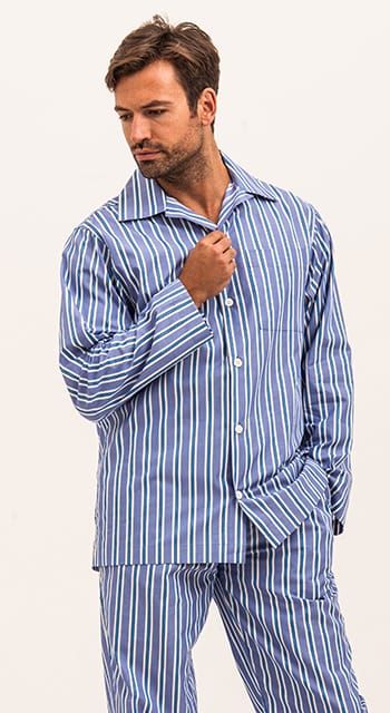 Bespoke Wide Blue Striped Pyjamas – Mirpuri Bespoke Tailors